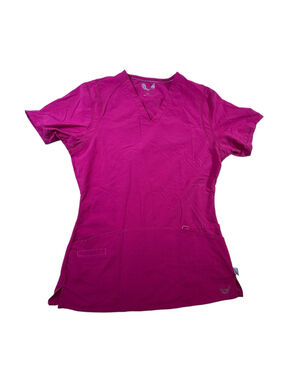 Smitten Scrub Top Women’s XS Pink V-Neck Medical Nursing Uniform Shirt